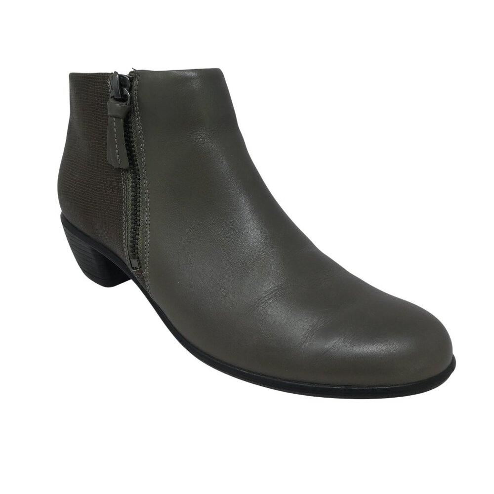 Ecco Touch 35 Gray Taupe Leather Ankle Boots Booties Womens 8